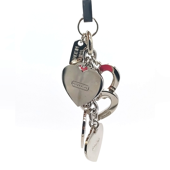 LAST ONE! COACH Pink Enamel Cascading Hearts Lanyard, Keychain Fob, Purse Charm - Picture 5 of 8